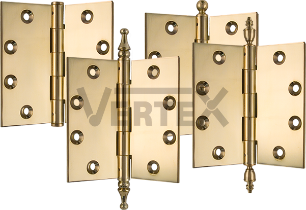 Non-Removable Pin Hinges - Solid Extruded Brass - VERTEX Hinges
